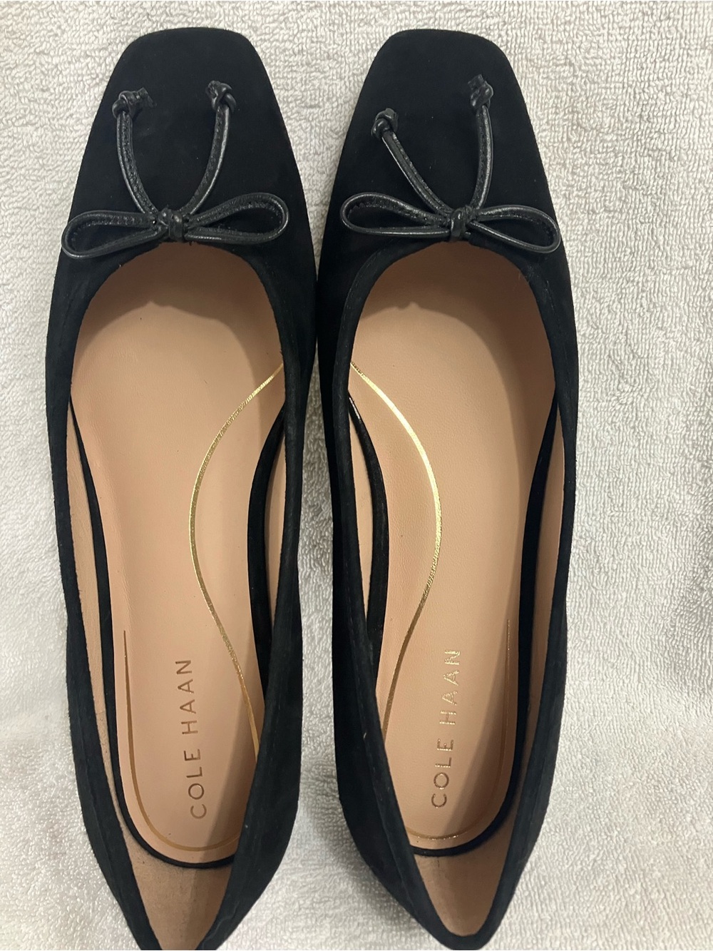 Cole Haan Black Suede Bow Loafers